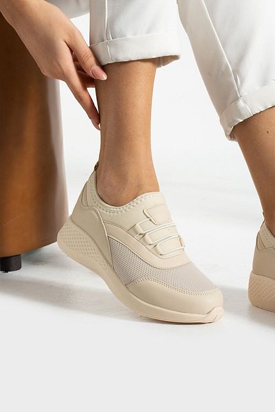 Lubrand Béžové Anatomické Tenisky s flexibilní podrážkou nazouvací Tenisky pro volný čas