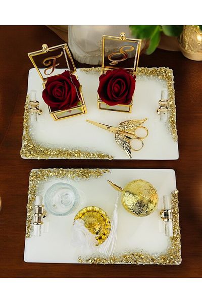 CyzHome Spark Gold Epoxy Promise Engagement Tray