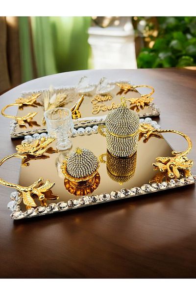 CyzHome Amour Gold White Luxury Engagement Tray