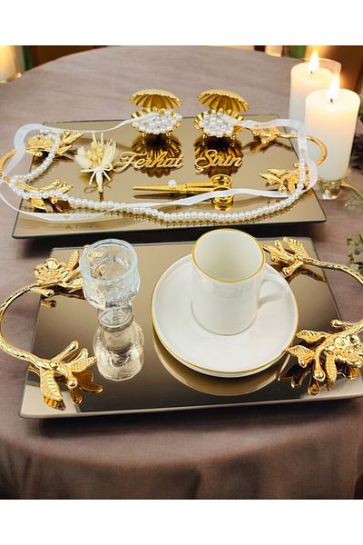 CyzHome Amour Gold White Luxury Engagement Tray