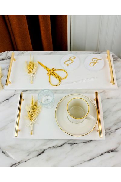CyzHome Bond Gold Promise and Marble Engagement Tray