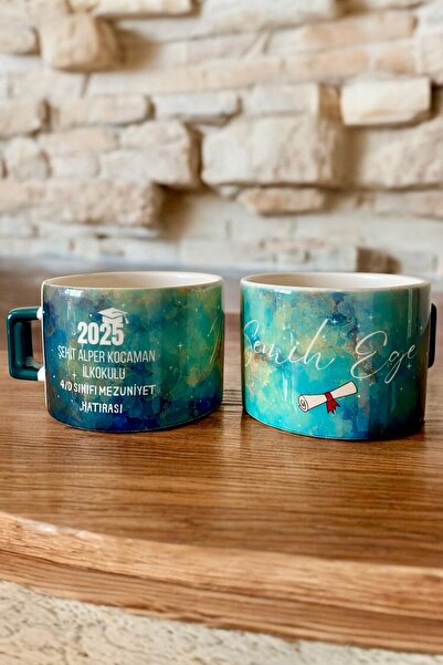 DVOYAGE Kişiye Özel Mezuniyet Fincanı Jade Nebula -Sonsuz Anılar İçin Şık ve ...