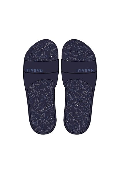 Decathlon Nabaiji Children's Pool Slippers - Black - Shark Patterned - Slap 500