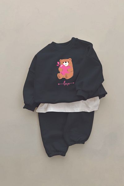 ADABEBEK New Season Love Teddy Bear Printed 2-Piece Baby Set 23392