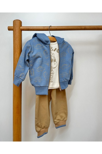 Butik Erkek Bebek Hırkalı Üçlü Takım