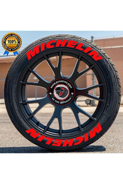 bombtire Red Michelin 2.5 Cm Original Tire Lettering - 4 Engine and Vehicle Products