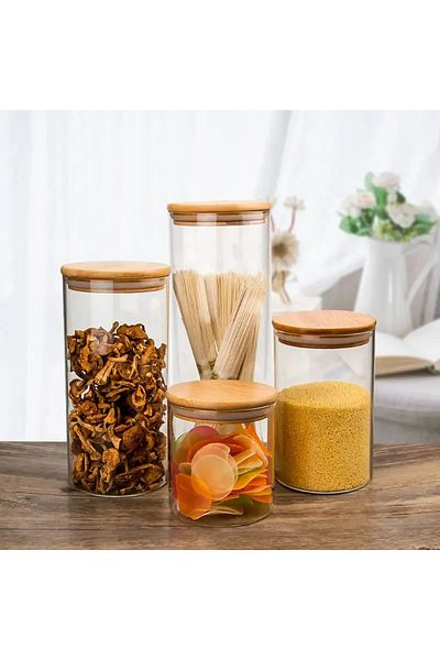 Lizzy 6 Pieces 1300 ml Luxury Round Pulses Set with Bamboo Lid