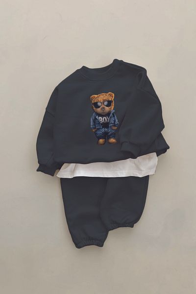ADABEBEK New Season Boy Cool Bear Printed 2-Piece Baby Set 11143