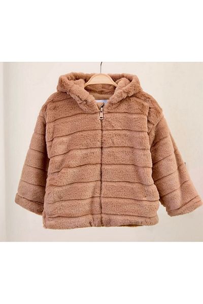 CİCHLİD Girl's Hooded Plush Coat with Combed Cotton Lining