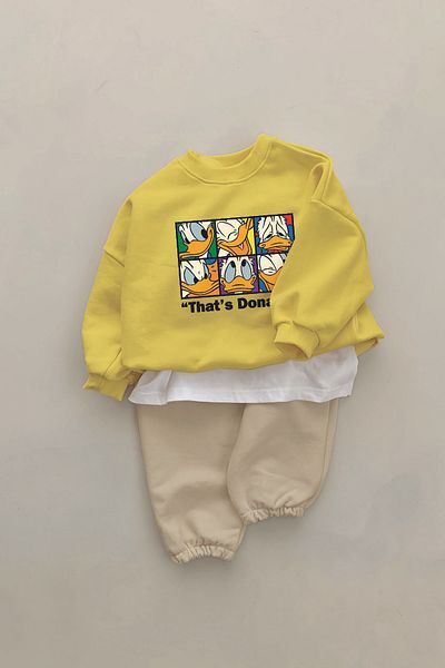 ADABEBEK New Season Hey Duck Cartoon Character Printed 2-Piece Baby Set 23293