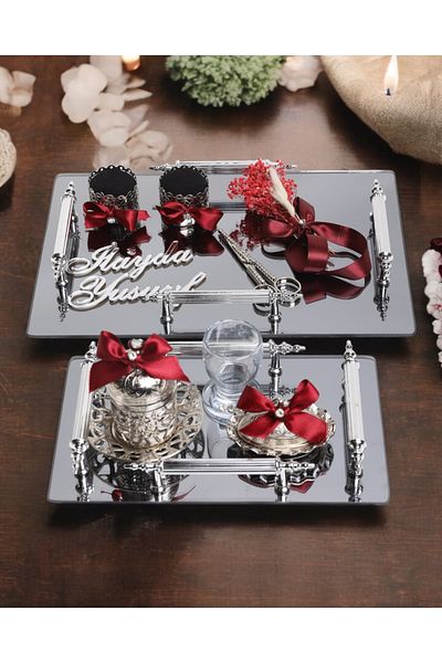 CyzHome Reverence 4 - Red Handle Promise and Silver Engagement Tray