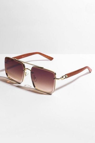 Eyesofia High Quality Titanium Square Brown Unisex Sunglasses