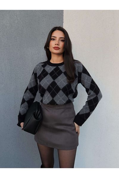 ESRAHELVACI Gray Mini Suede Skirt