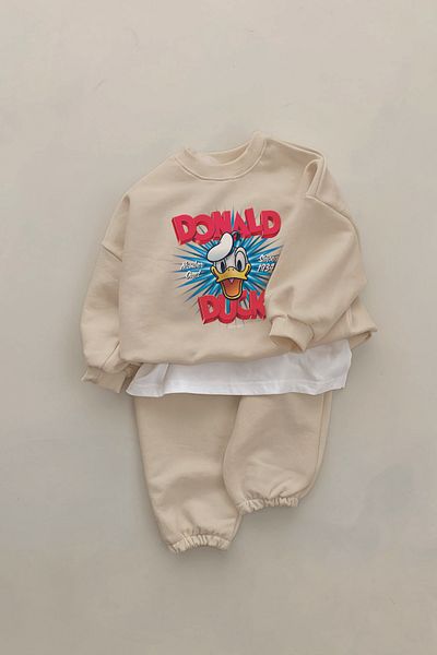 ADABEBEK New Season Danıld Duck Printed 2-Piece Baby Set 232345