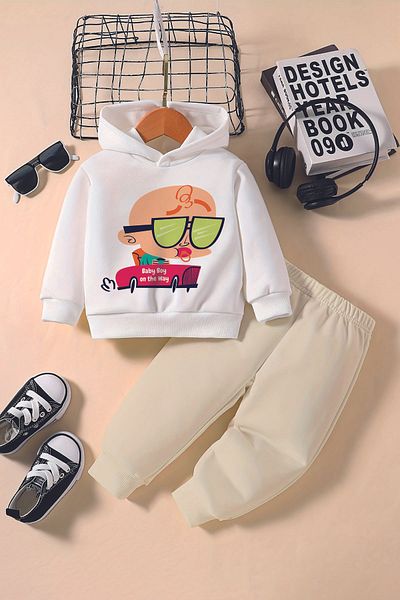 ADABEBEK New Season Racer Baby Printed Hoodie 2-Piece Baby Set 232338