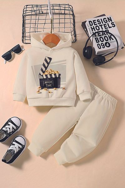 ADABEBEK New Season Movie Time Printed Hoodie 2-Piece Baby Set 232327