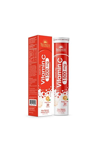 Sunshine Nutrition التغذية فيتامين سي 1500 ملغ خالي من السكر 20 قرصًا مع الروتين وثمر الورد