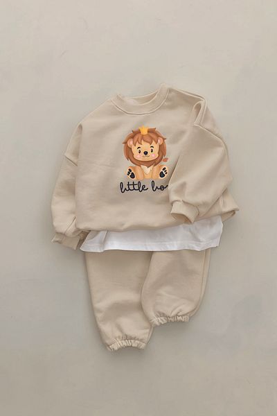 ADABEBEK New Season Little Lion Printed 2-Piece Baby Set 22023