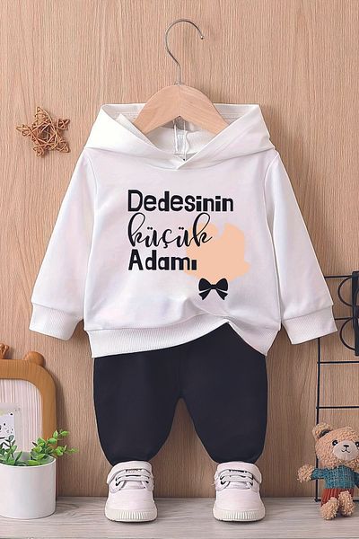 ADABEBEK New Season Grandpa's Little Man Printed Hoodie 2-Piece Baby Suit 22016
