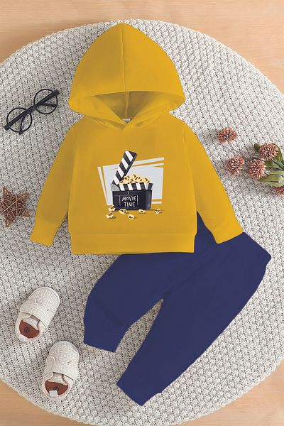 ADABEBEK New Season Movie Time Printed Hoodie 2-Piece Baby Set 232327