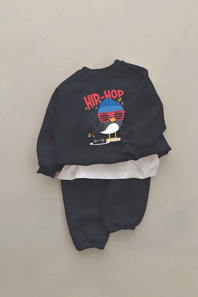 ADABEBEK New Season Hip-Hop Bird Printed 2-Piece Baby Suit 23321