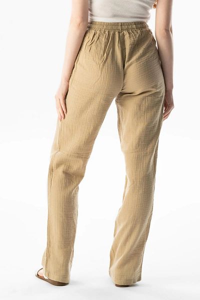 MODA YILDIZ Women's Seersucker Fabric Elastic Waist Wide Leg Pants Oversize -My0001