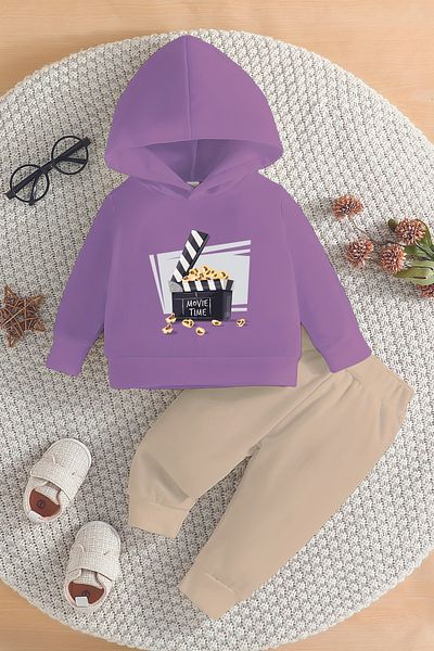 ADABEBEK New Season Movie Time Printed Hoodie 2-Piece Baby Set 232327