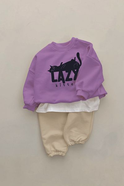 ADABEBEK New Season Lazy Kitten Printed 2-Piece Baby Set 23350