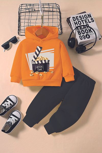 ADABEBEK New Season Movie Time Printed Hoodie 2-Piece Baby Set 232327