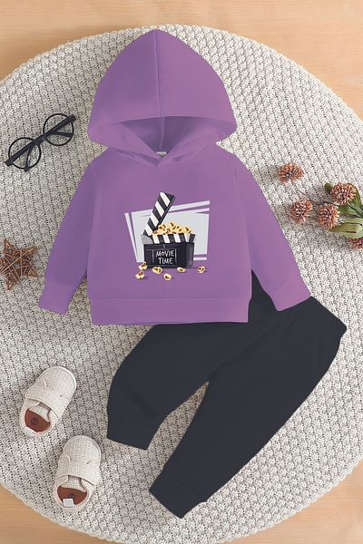 ADABEBEK New Season Movie Time Printed Hoodie 2-Piece Baby Set 232327