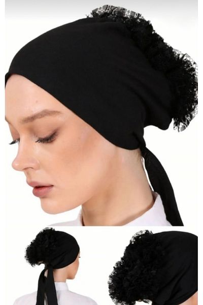 AV ANZAV 1574 Ruffle Bone Black - Special Design - Νέο μοντέλο Hijab Ρούχα