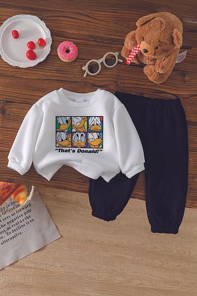 ADABEBEK New Season Hey Duck Cartoon Character Printed 2-Piece Baby Set 23293