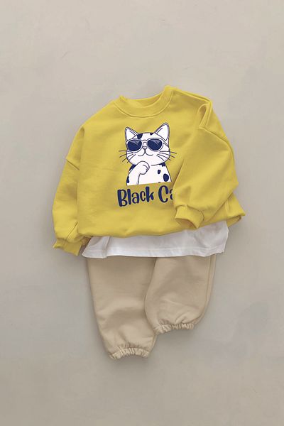 ADABEBEK New Season Black Cat Printed 2-Piece Baby Set 23351
