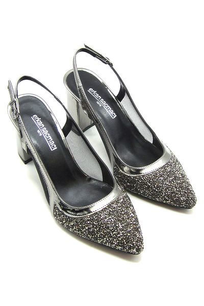 Erkan Saçmacı Panula Exclusive Platinum Stone Mesh Pantofi de seara cu spatele deschis