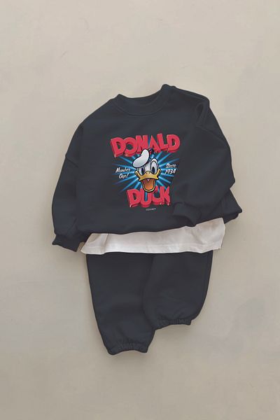 ADABEBEK New Season Danıld Duck Printed 2-Piece Baby Set 232345