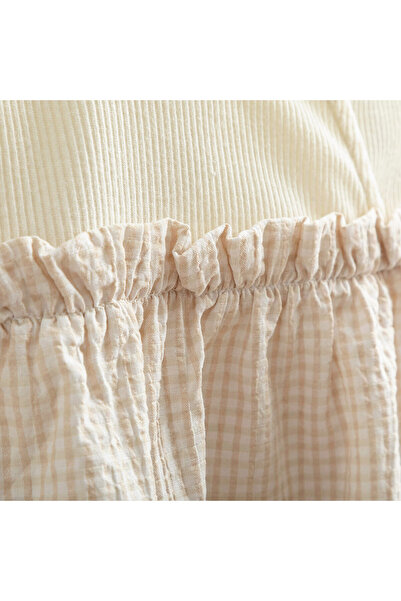 Chakra Picnic Ekoseli Elbise Ekru/bej