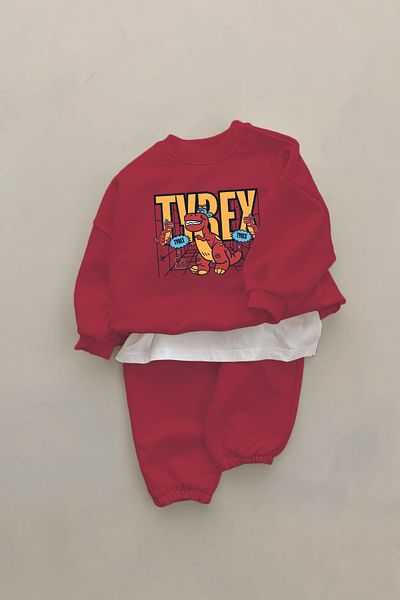 ADABEBEK New Season T-Rex Character Printed 2-Piece Baby Set 23389