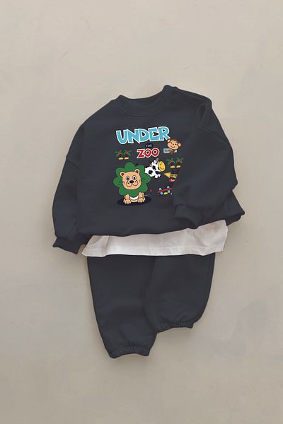 ADABEBEK New Season under Zoo Animals Printed 2-Piece Baby Set 23328