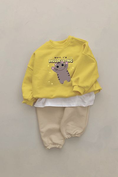 ADABEBEK New Season Tabby Kitten Printed 2-Piece Baby Set 22783