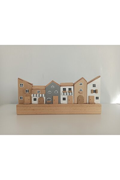 Gepettonine Gepetto Nine Ahşap Dekoratif Rustik Evler – Masa Üstü Obje , El Y...