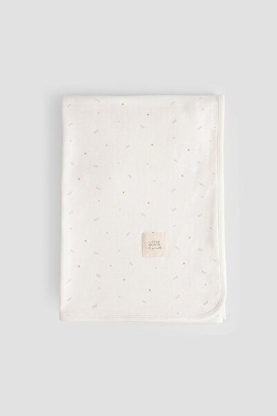 Little Gusto Organik Pamuk 80x100 Cm Çift Katlı Twig Ekru Bebek Battaniyesi