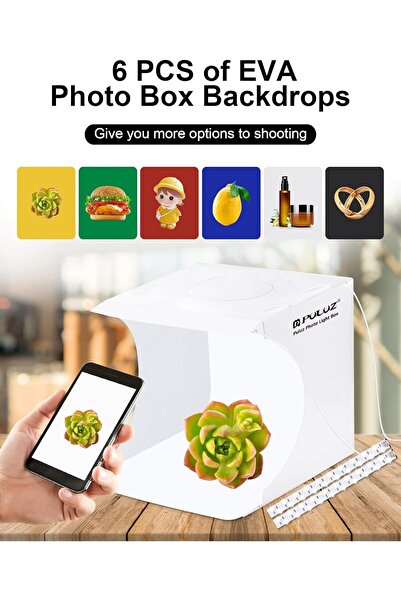 Tianya Puluz PU5022 2 Ledli 6 Fonlu Taşıma Çantalı 24cm Ürün Çekim Çadırı Kutusu Light Box