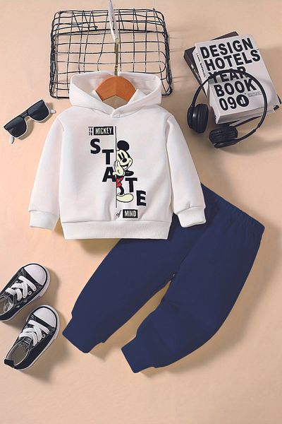 ADABEBEK Premium State Mickey Printed Hoodie 2-Piece Baby Set 232365