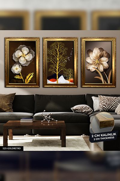 Evinemoda Picturi cu rama 3 bucati - Arborele cu flori CVPLK