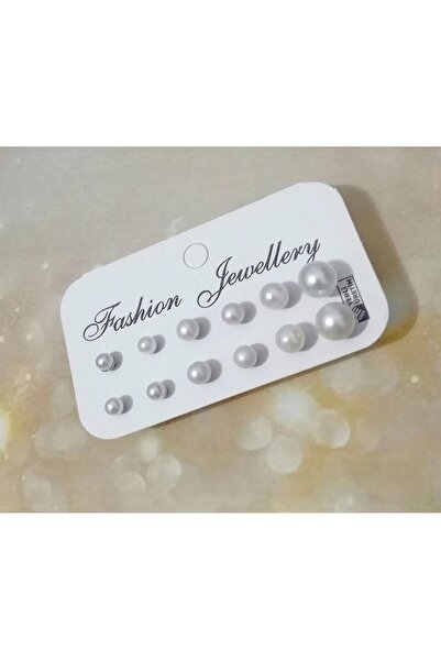 Piercing Market Steel & Silver Top İnci Küpe 12li Hediyelik Set