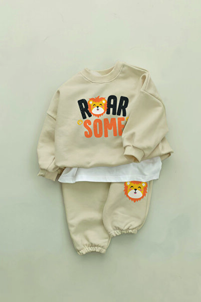 ADABEBEK New Season Roar Baby Lion Printed 2-Piece Baby Set 23302