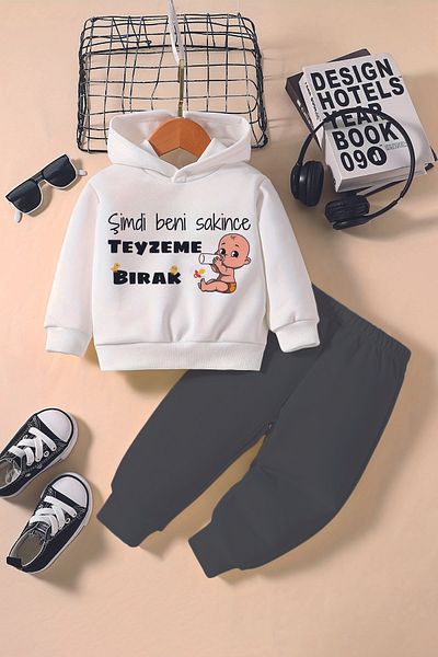 ADABEBEK New Season Let Me Go to My Aunt Printed Hoodie 2-Piece Baby Set 232329