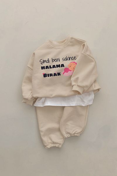 ADABEBEK New Season Halama Drop Printed 2-Piece Baby Girl Set 232334