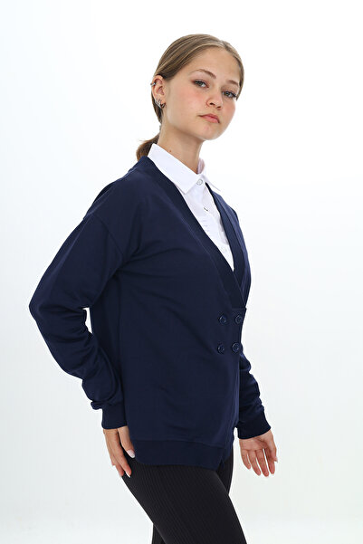 Toontoy Σχολική ζακέτα για κορίτσια με κουμπιά και λεπτομέρεια πλέξη ριμπ