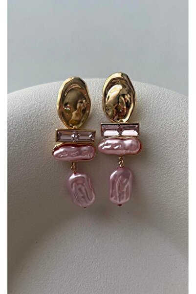 mos&more Pembe İnci Detaylı Şık Kadın Küpe
